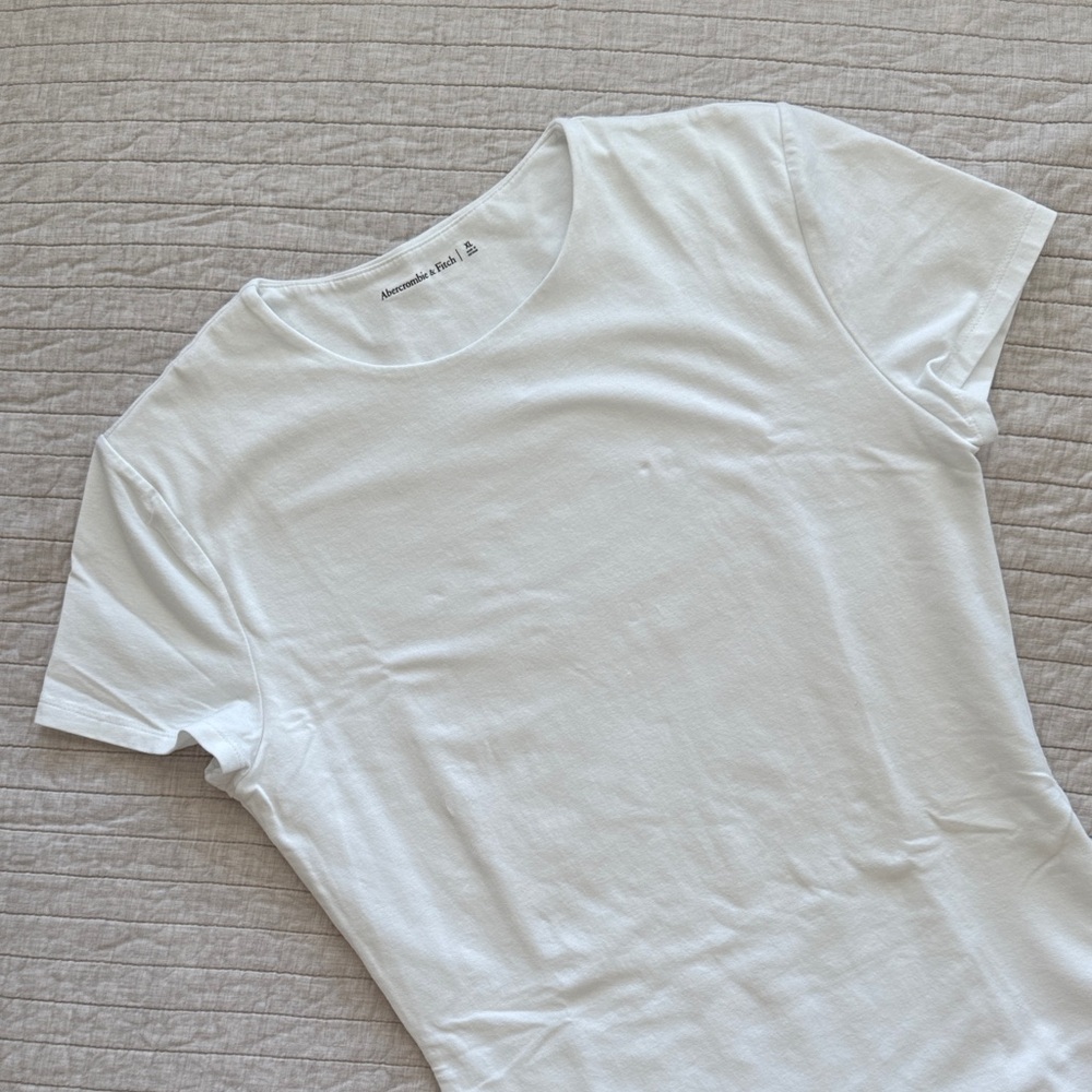 Abercrombie Cotton Blend Seamless Crew Bodysuit White